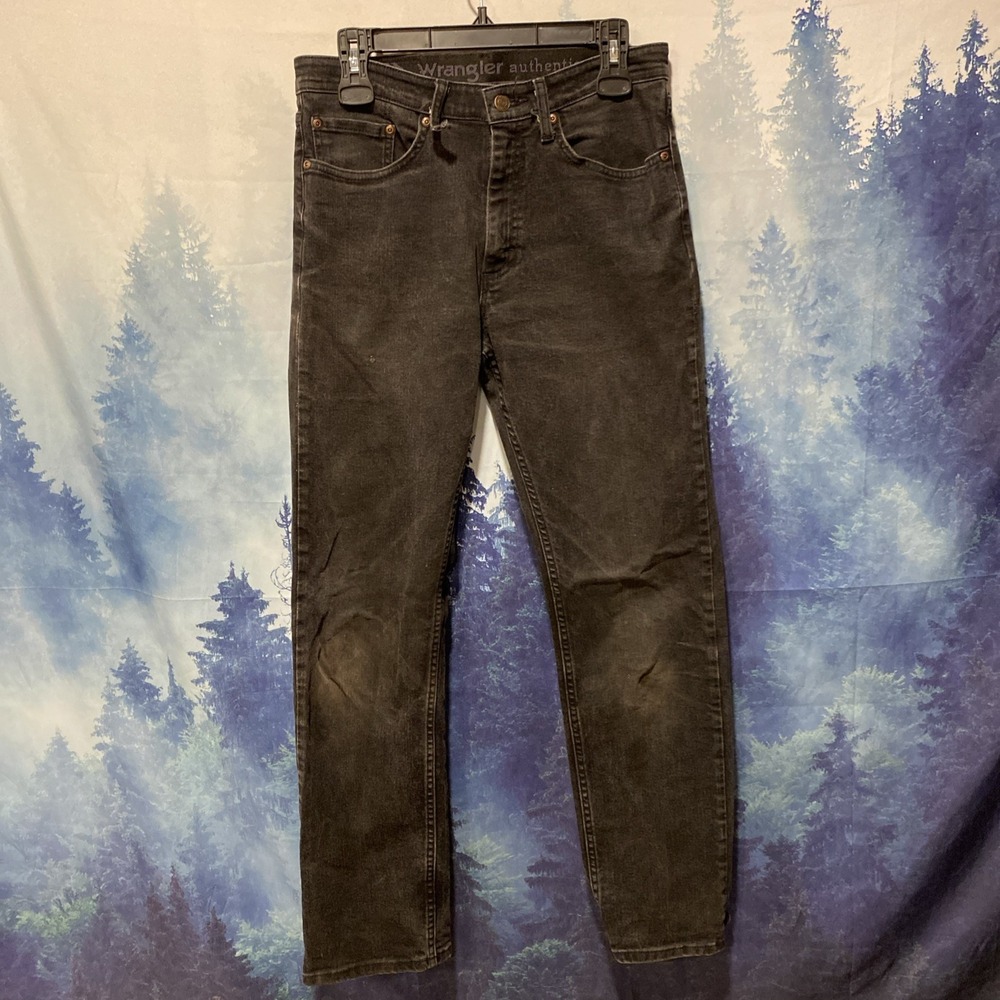 Wrangler Authentics Straight Denim Jeans Black Logo Button Dark Wash 30x32‎